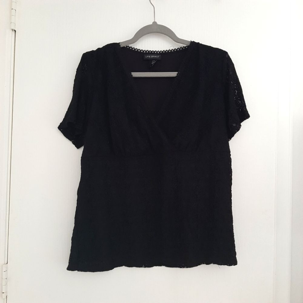 Lane Bryant Black Lace Overlay Lined Blouse size 18/20